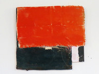"Black and Orange"   27x28cm  collage on wood